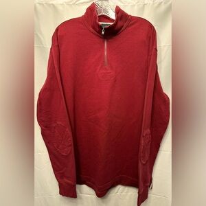 2022 J.Crew Men's Oarsmen Retro Maroon 1/4 Zip Rugby Sweatshirt Size Large Tall